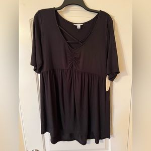 Boutique 1x Black Baby doll Top NWT